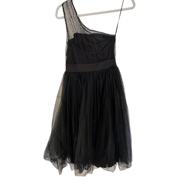 ModCloth One Shoulder Black Polka Dot Tulle Party Dress Size Small NWT - Picture 7 of 10